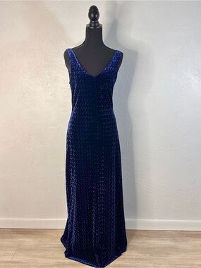 Vintage JSC blue crushed velvet dress